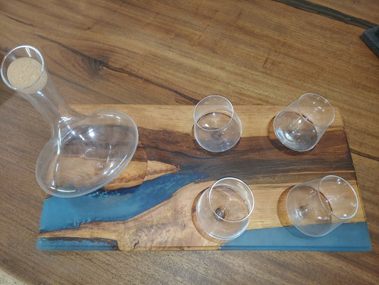 Rolling Decanter Set with serving board.